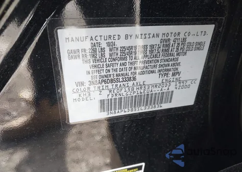 2025 Nissan Kicks Sr Intelligent Awd from USA, damaged, VIN 3N8AP6DB5SL333836